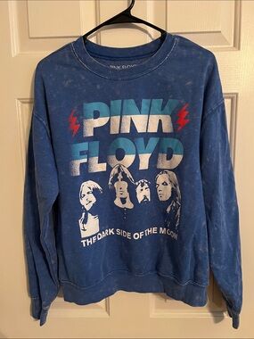 Pink Floyd Blue Graphic Crewneck Sweatshirt with Band Portrait